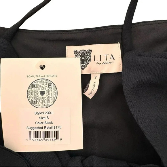 Lita by Ciara Womens Black Jumpsuit Tie Front Spaghetti Straps Size S NWT - Picture 7 of 11